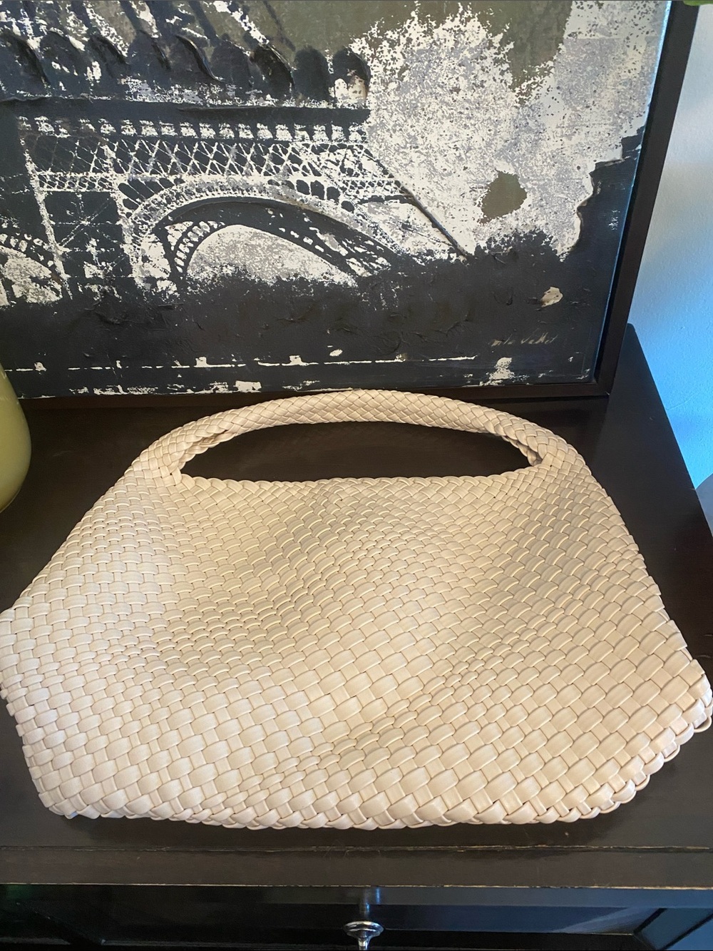 Woven XLarge Hobo Bag in Cream